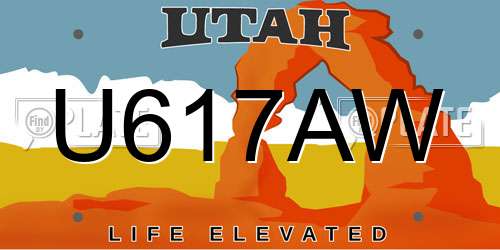 U617AW Utah License Plate