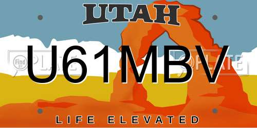 U61MBV Utah License Plate