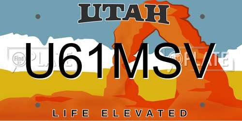 U61MSV Utah License Plate