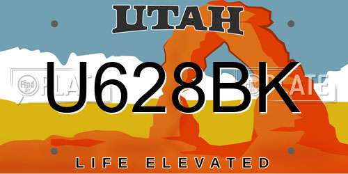 U628BK Utah License Plate