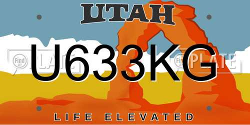 U633KG Utah License Plate