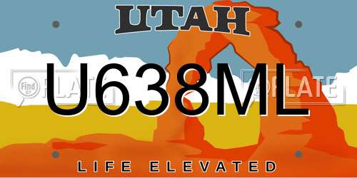 U638ML Utah License Plate
