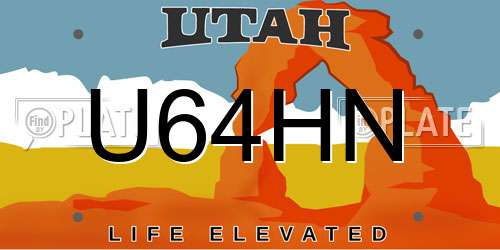 U64HN Utah License Plate