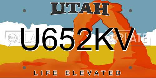 U652KV Utah License Plate