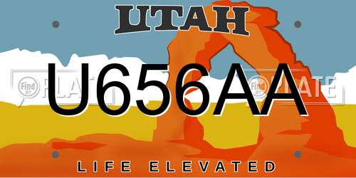 U656AA Utah License Plate