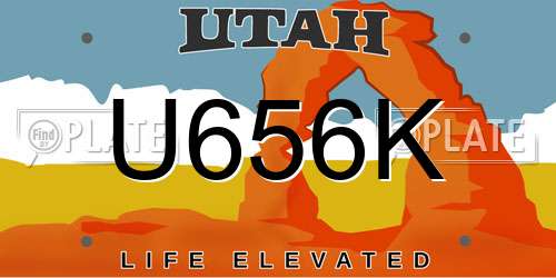 U656K Utah License Plate