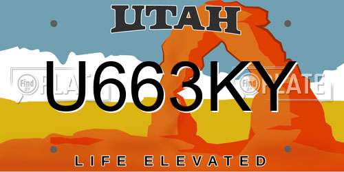 U663KY Utah License Plate