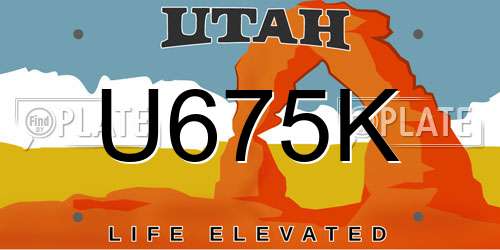 U675K Utah License Plate