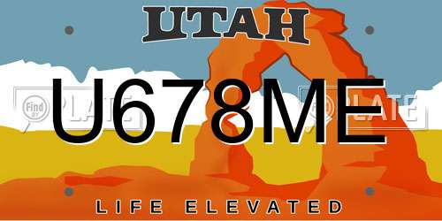 U678ME Utah License Plate
