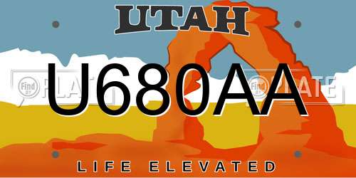 U680AA Utah License Plate