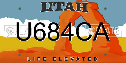 U684CA Utah License Plate