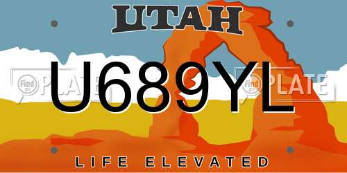 U689YL Utah License Plate