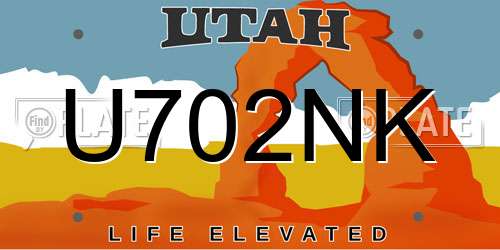 U702NK Utah License Plate