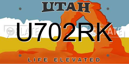 U702RK Utah License Plate