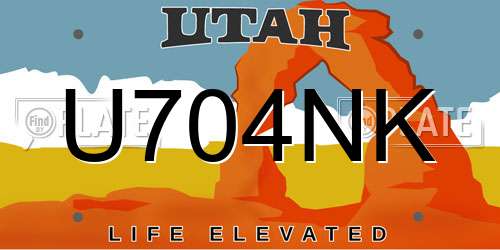 U704NK Utah License Plate