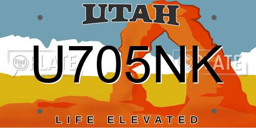 U705NK Utah License Plate