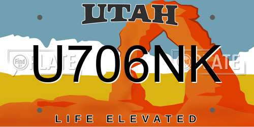 U706NK Utah License Plate