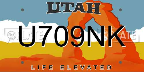 U709NK Utah License Plate