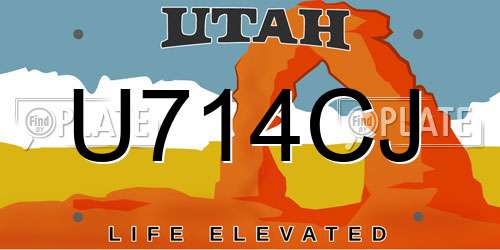 U714CJ Utah License Plate