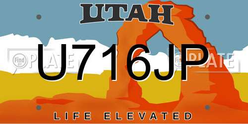 U716JP Utah License Plate
