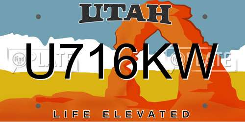 U716KW Utah License Plate