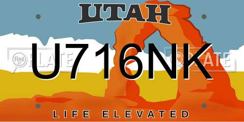 U716NK Utah License Plate