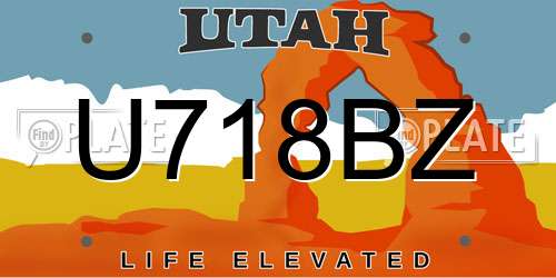U718BZ Utah License Plate
