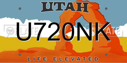 U720NK Utah License Plate