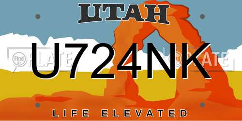 U724NK Utah License Plate