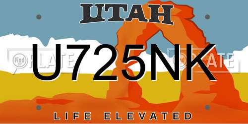 U725NK Utah License Plate