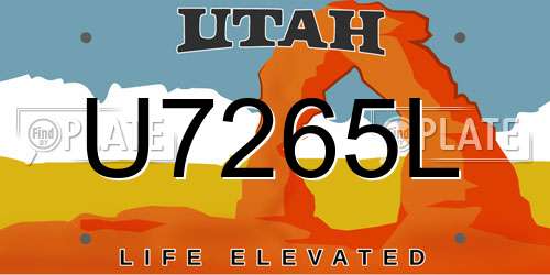 U7265L Utah License Plate