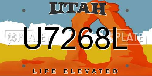 U7268L Utah License Plate