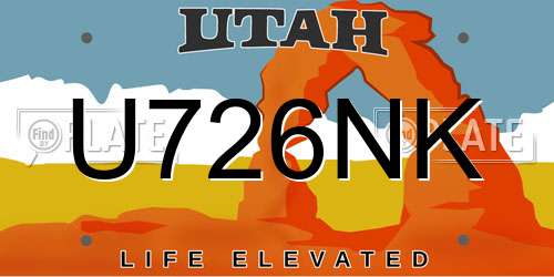 U726NK Utah License Plate