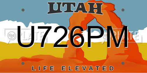 U726PM Utah License Plate