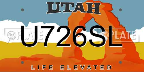 U726SL Utah License Plate