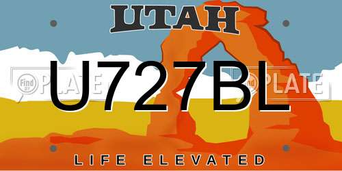 U727BL Utah License Plate