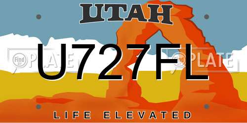U727FL Utah License Plate