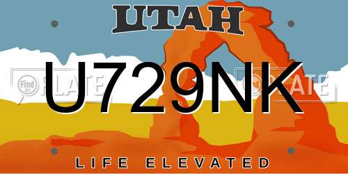 U729NK Utah License Plate