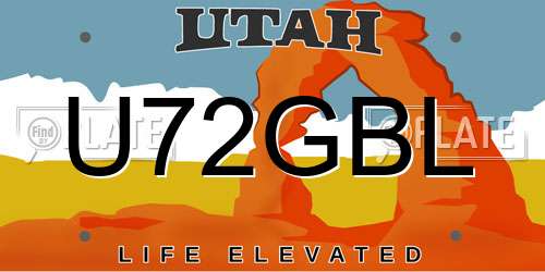 U72GBL Utah License Plate