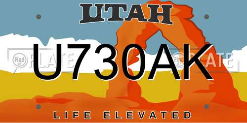 U730AK Utah License Plate