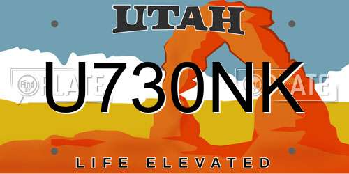 U730NK Utah License Plate