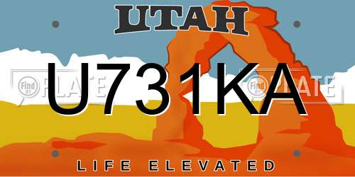U731KA Utah License Plate