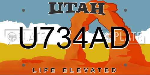 U734AD Utah License Plate