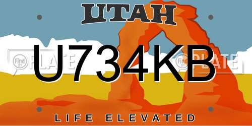 U734KB Utah License Plate