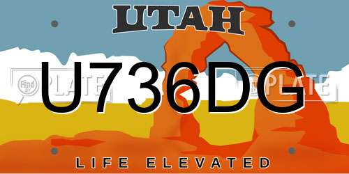 U736DG Utah License Plate