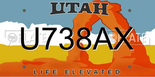 U738AX Utah License Plate