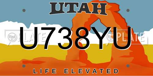 U738YU Utah License Plate