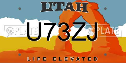 U73ZJ Utah License Plate