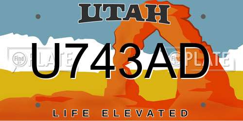 U743AD Utah License Plate