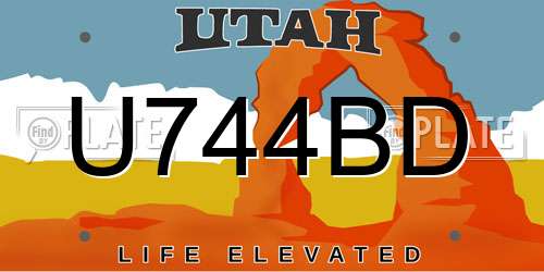 U744BD Utah License Plate